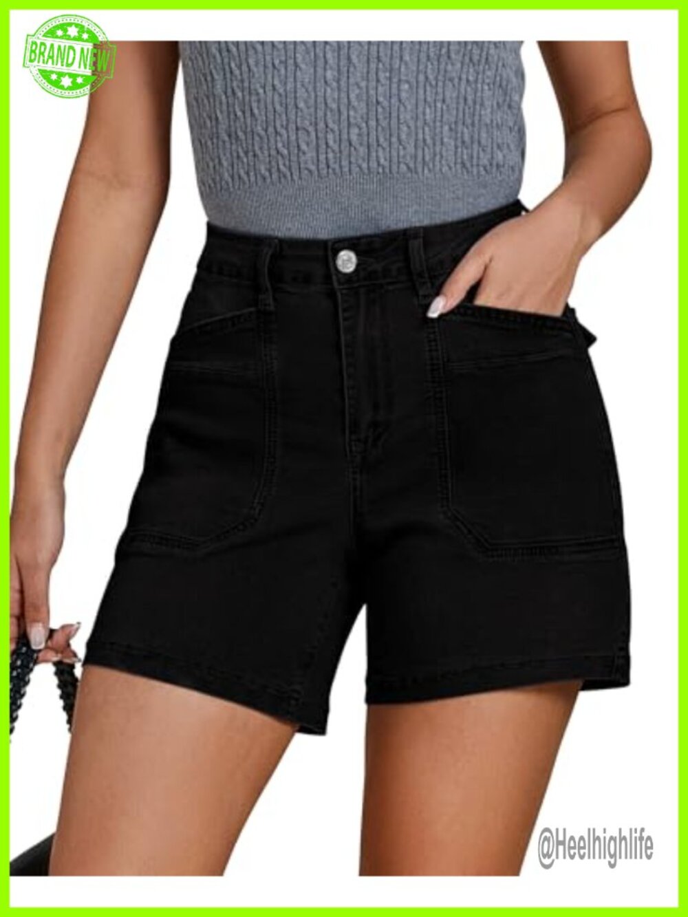 Mid Rise Stretch Denim Jean Shorts 6 Inch Inseam Cut Off Jorts